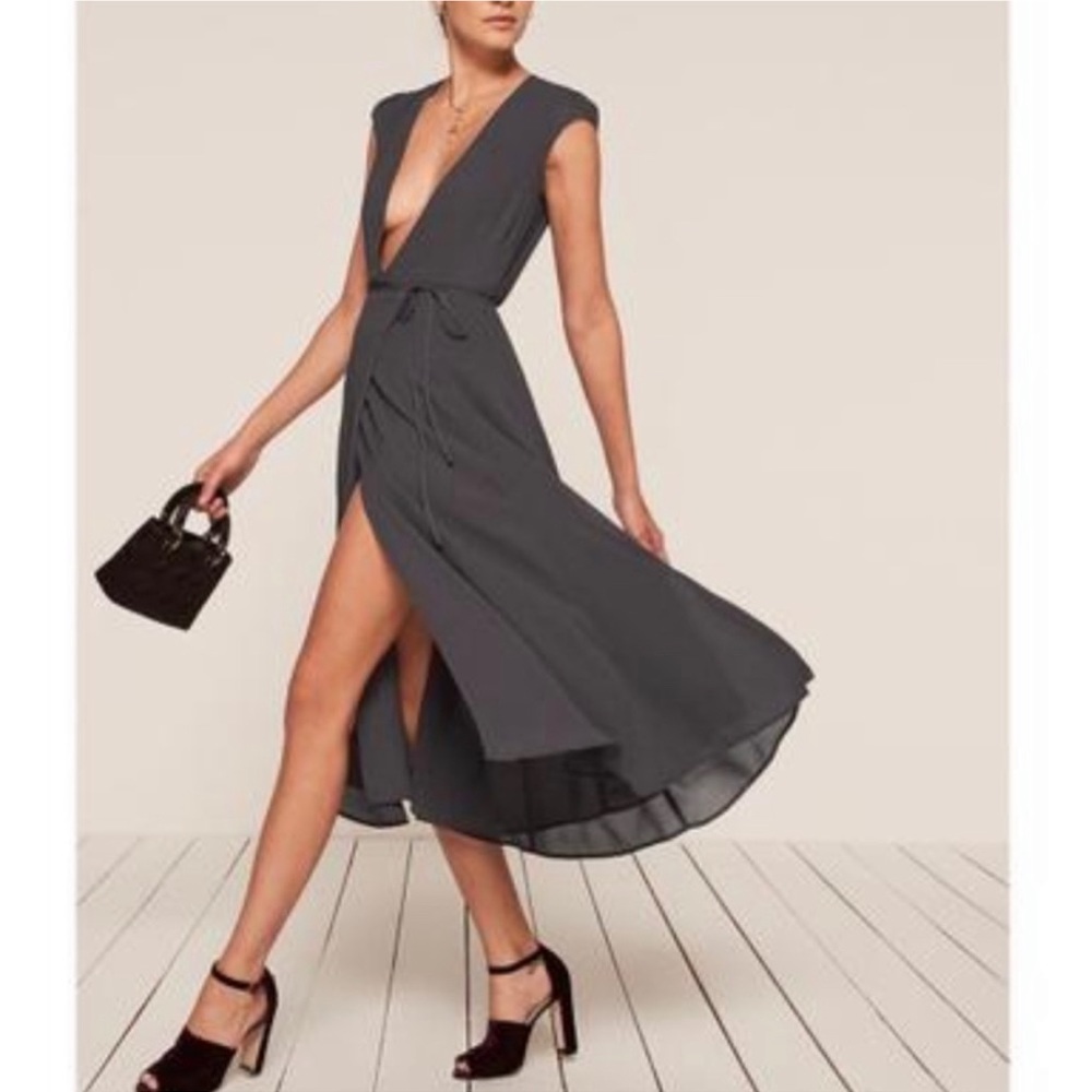Reformation Carina dress, deep olive green XS